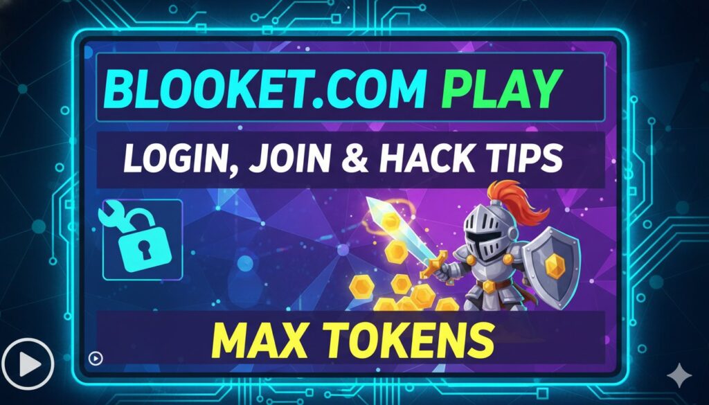 Student joining a Blooket game on laptop with colorful Blooks and token counters visible on screen