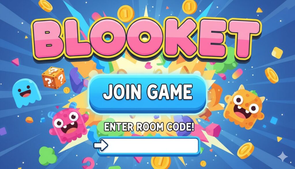 Students joining a live Blooket game session by entering a code on their devices in a classroom setting