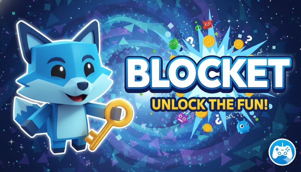 Vibrant illustration of students excitedly playing Blooket game modes on devices in a modern classroom, with colorful Blooks and quiz elements floating around.